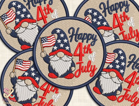 Celebrate Independence Day with a Patriotic Gnome Patch Embroidery Design