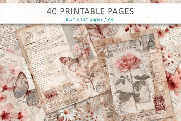 Shabby Chic Junk Journal Pages: Layered Vintage Design